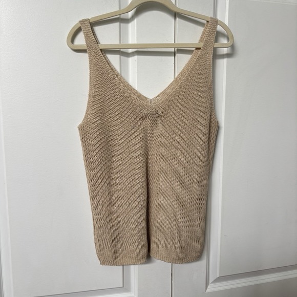 NWT Part Two Copenhagen Rebecca Knit Linen Tank Top Womens L Tan Boho Resortwear - Picture 8 of 10